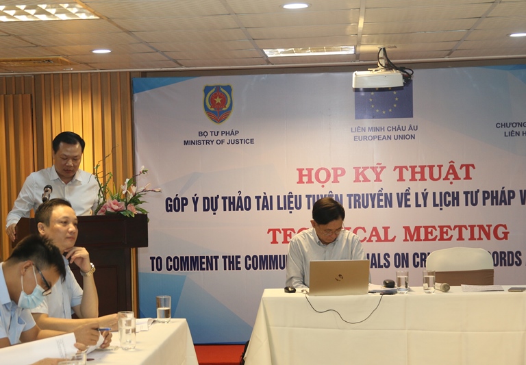 Họp kỹ thuật góp ý dự thảo tài liệu truyền về lý lịch tư pháp và xóa án tích